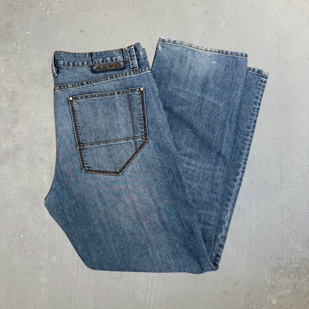 J- Vintage Coogi Embroidered Text Baggy Jeans - 38x34