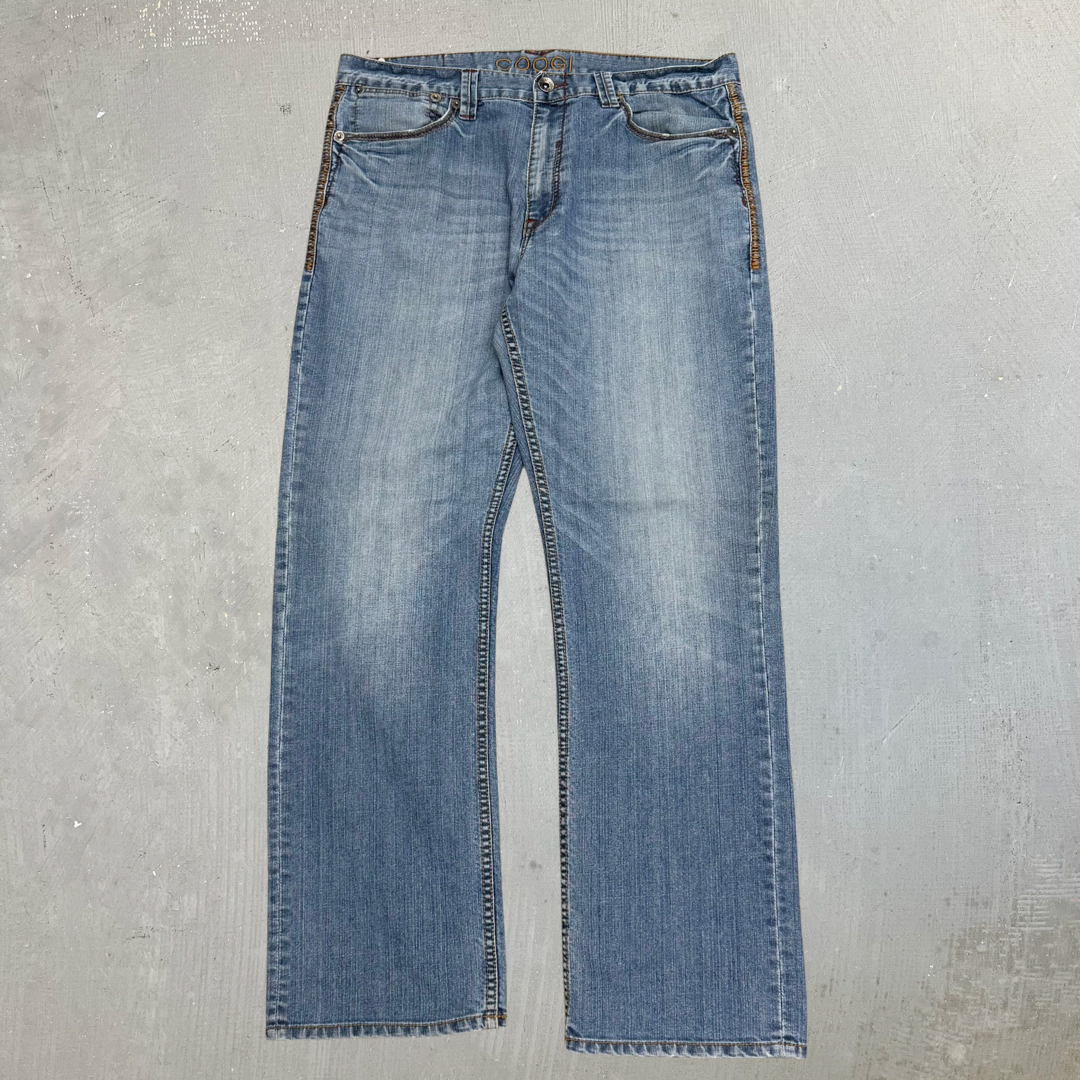 J- Vintage Coogi Embroidered Text Baggy Jeans - 38x34