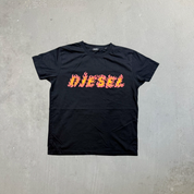 F- Vintage Diesel Text On Fire Graphic Tee
