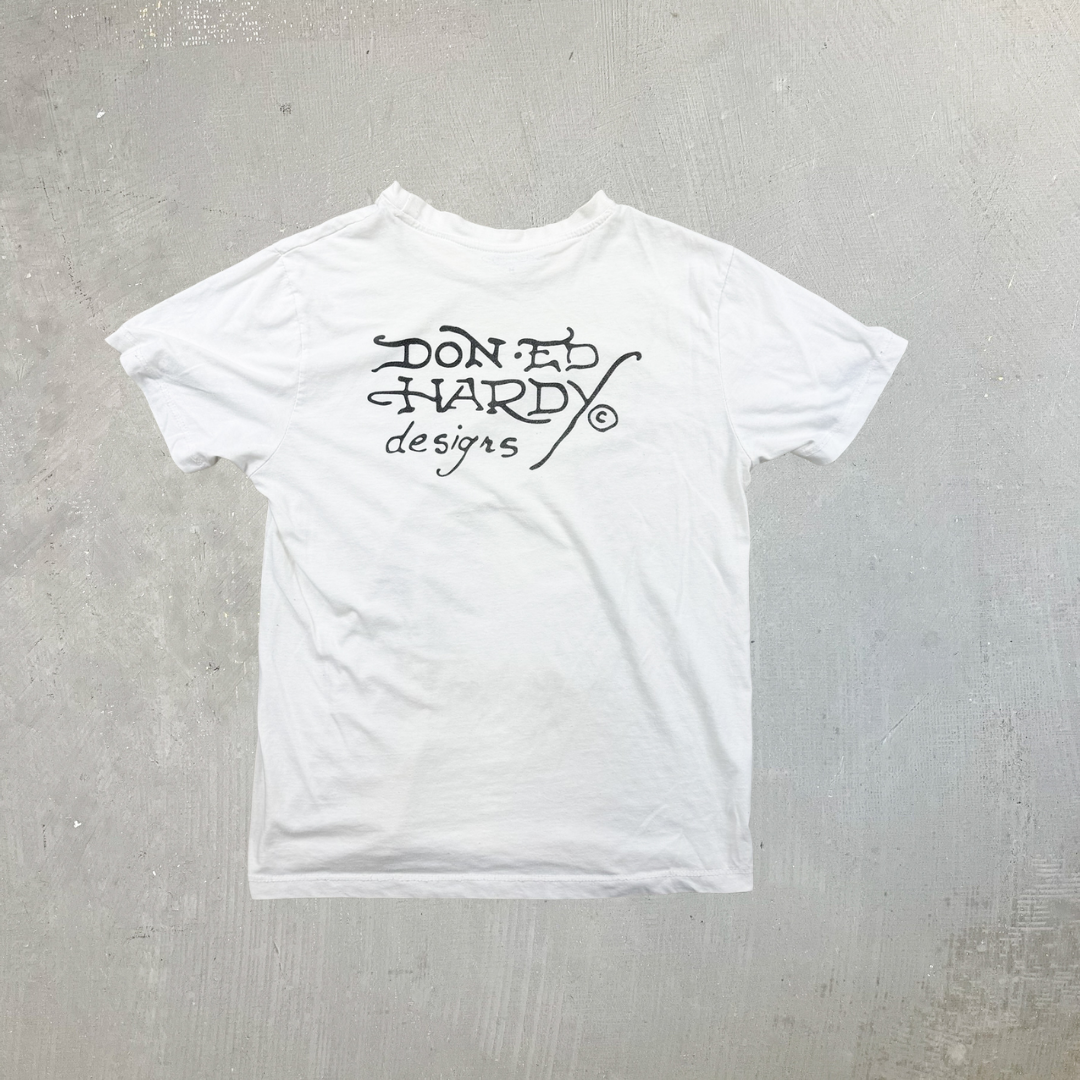 F- Vintage Don Ed Hardy Tiger & Text Graphic Tee