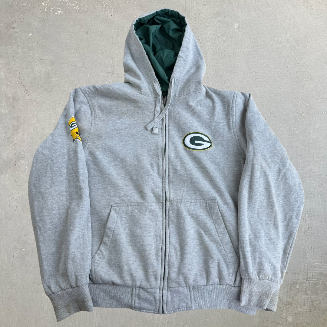 Vintage Green Bay Packers NFL Embroidered Logo Reversible Lightweight Sweatshirt Jacket - XL