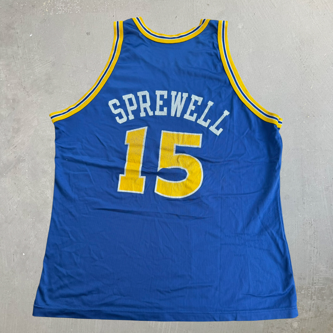 J- Vintage Golden State Warriors Latrell Sprewell NBA Champion Basketball Jersey - XL
