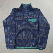 J- Patagonia Synchilla Navy/Green Patterned Polar Fleece - S