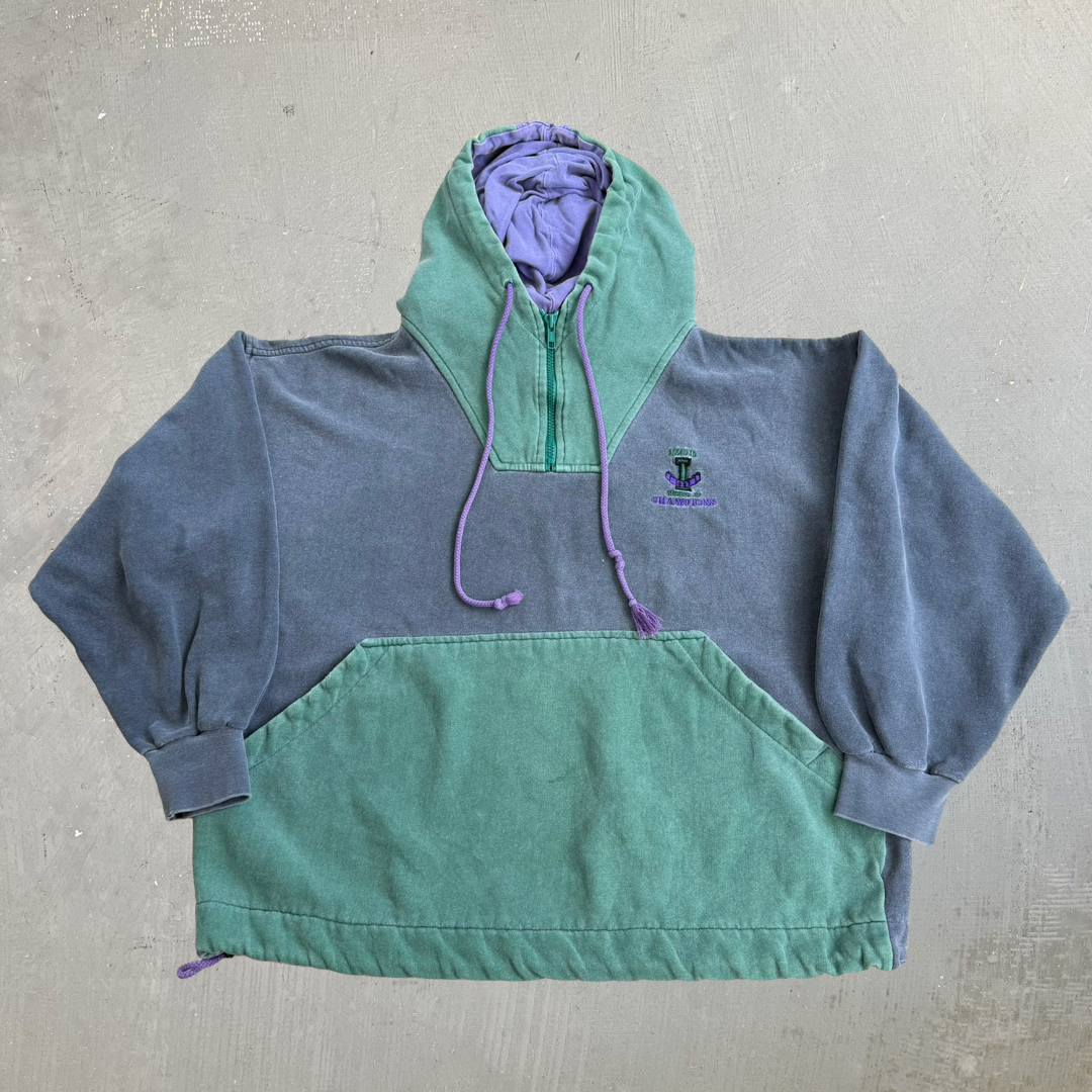 J- Vintage  90s Izod Embroidered Text Choice Of Champions Anorak Pullover Hoodie - M