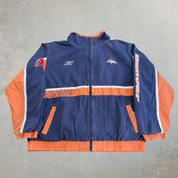 J- Vintage Denver Broncos NFL Reebok Embroidered Logo Zip Up Jacket - XL