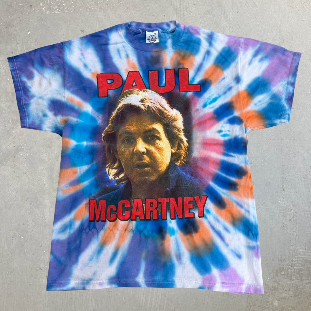 J- Vintage '02 Paul McCartney Back In The US Tour Picture Graphic Tie Dye Tee - L