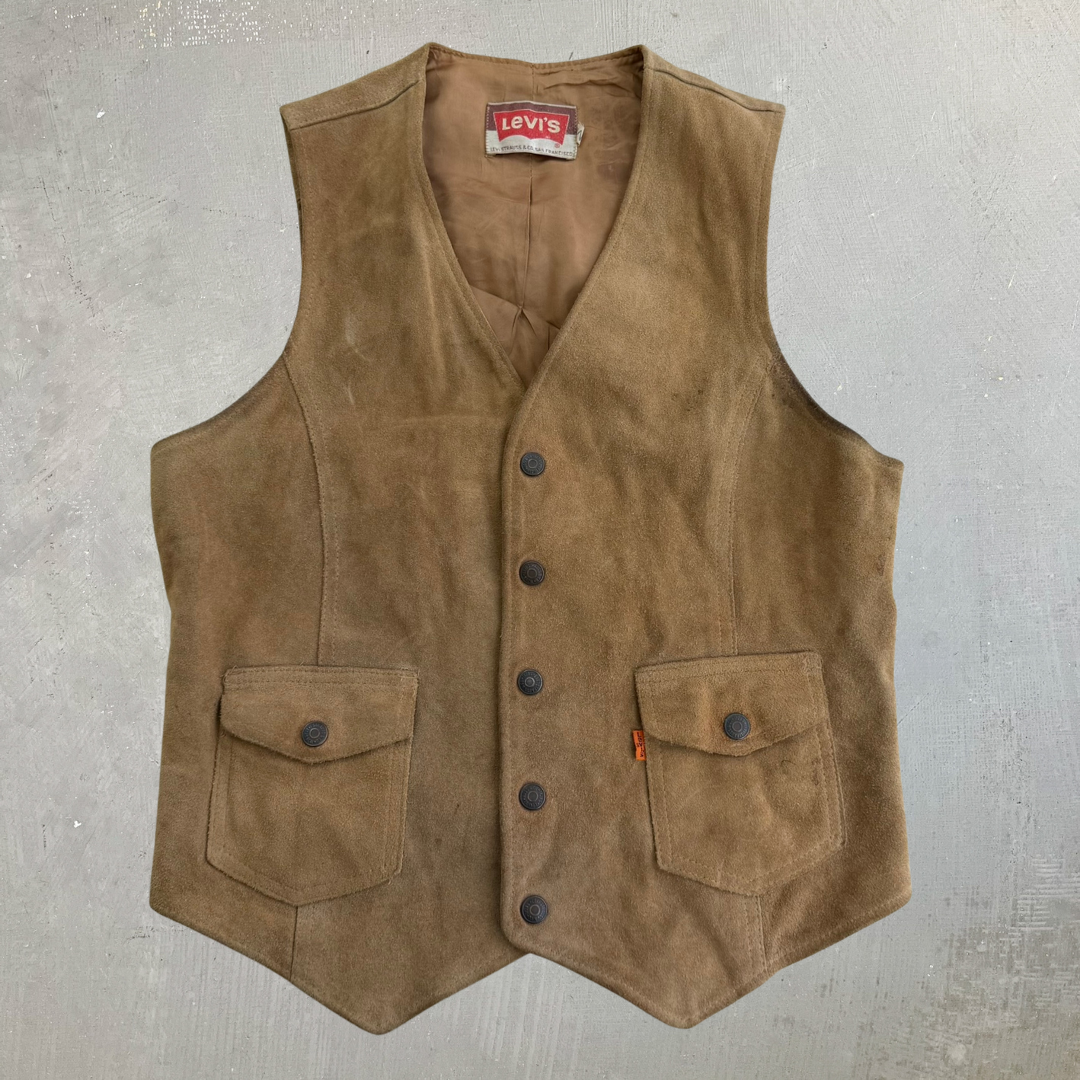 J- Vintage Levi's Orange Tab Suede Western Vest - M
