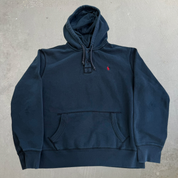 J- Vintage 90s Polo RL Embroidered Logo Henley Hoodie - XL