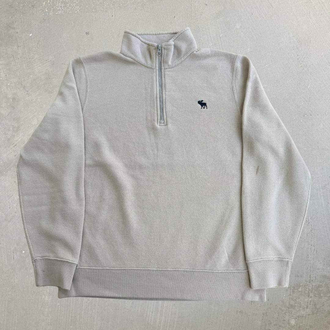 J- Vintage Abercrombie & Fitch Moose Logo Quarter Zip Crewneck - M