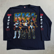 J- Vintage Kiss Bootleg Text & Graphic Yeah Rock Tag Long Sleeve Tee - XL