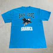 J- Vintage '91 San Jose Sharks NHL Logo Graphic Single Stitch Tee - L