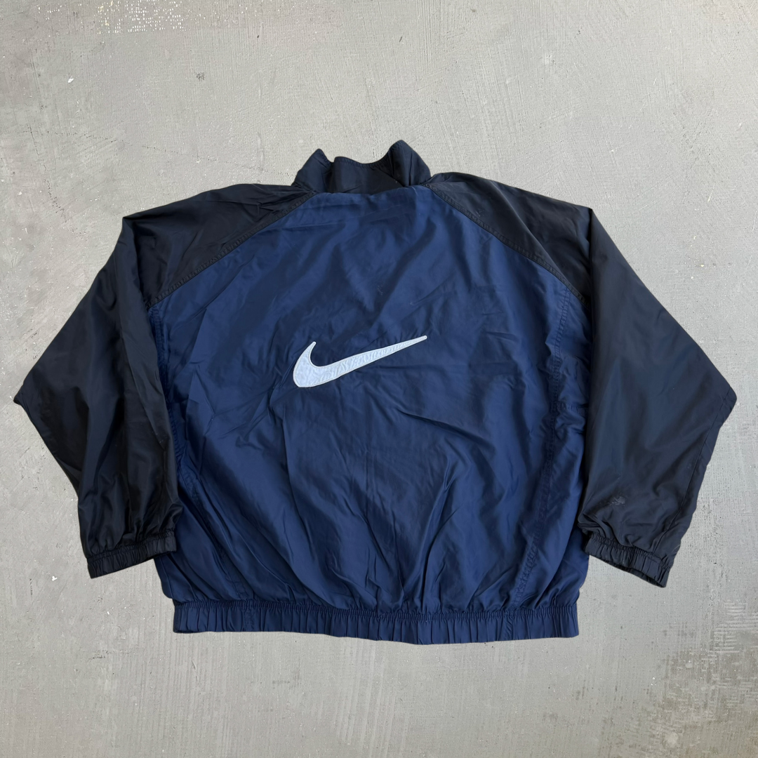 J- Vintage 90s Nike Embroidered Swoosh Zip Up Lightweight Jacket - L