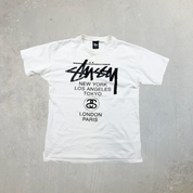 F- Vintage Stussy Logo & City Text Graphic Tee