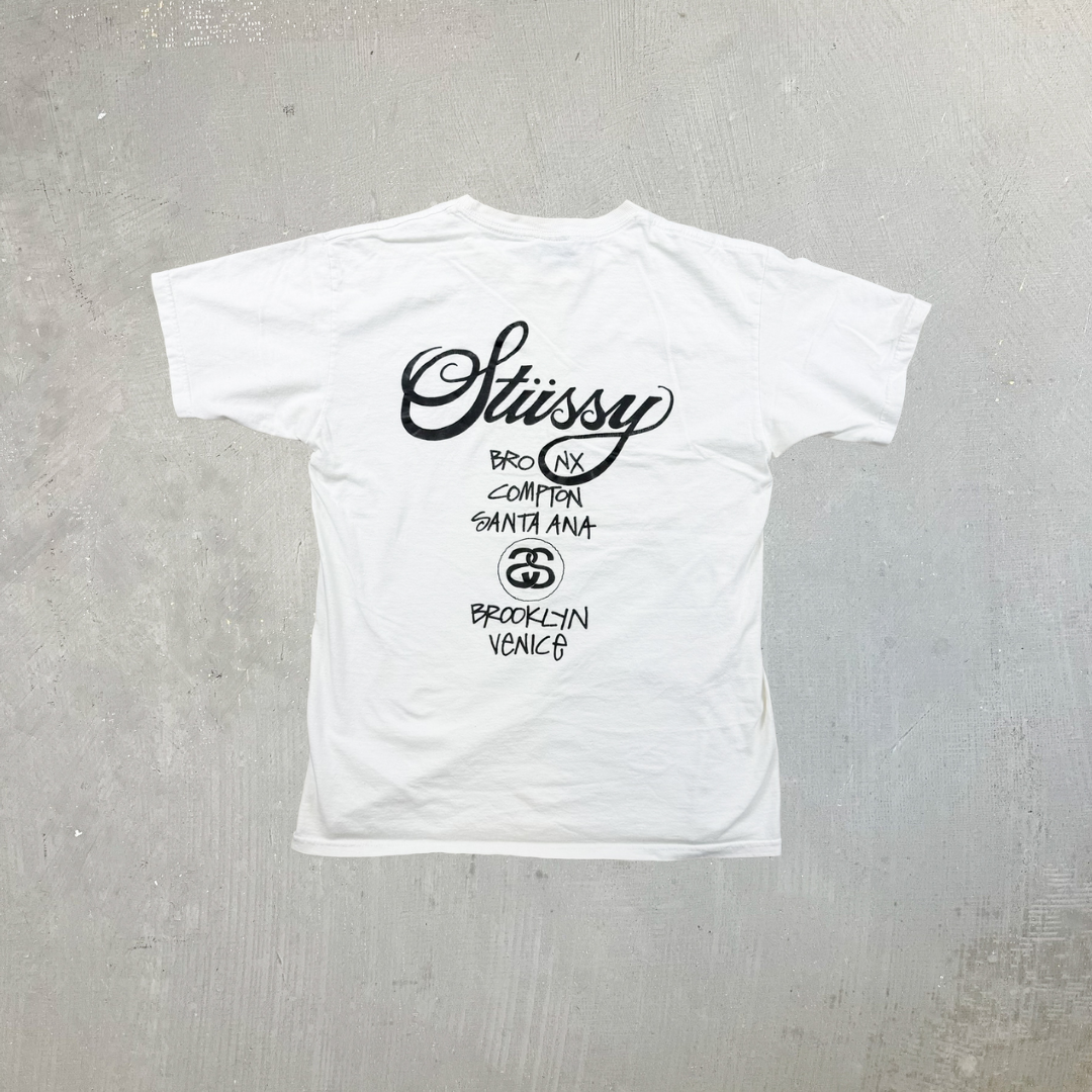 F- Vintage Stussy Logo & City Text Graphic Tee