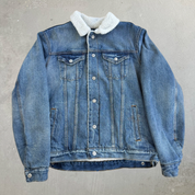 Vintage Gap Denim Sherpa Lined Trucker Denim Jacket - L