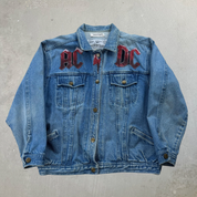 J- HOM AC/DC Hells Bell Reworked Denim Jacket - M