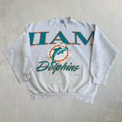 J- Vintage '96 Miami Dolphins NFL Graphic & Text Crewneck - XL