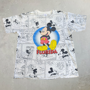 J- Vintage Disney Florida Mickey Mouse Comic Strip All Over Print Graphic Made In USA Single Stitch Tee - XL