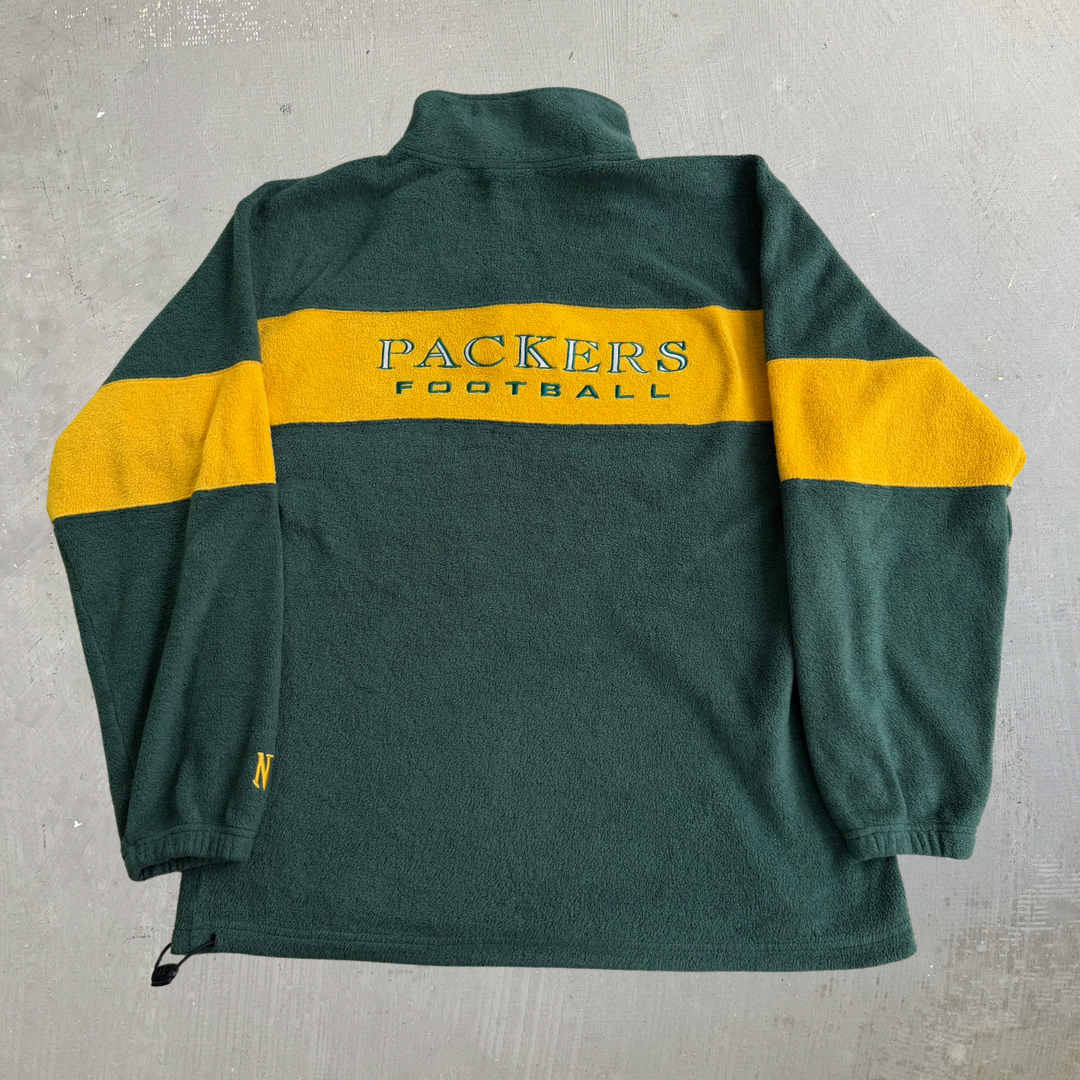 J- Vintage Green Bay Packers NFL Embroidered Logo Quarter Zip Polar Fleece - XL