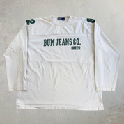 J- Vintage Bum Equipment Jeans Co. Graphic Text Long Sleeve Tee - L