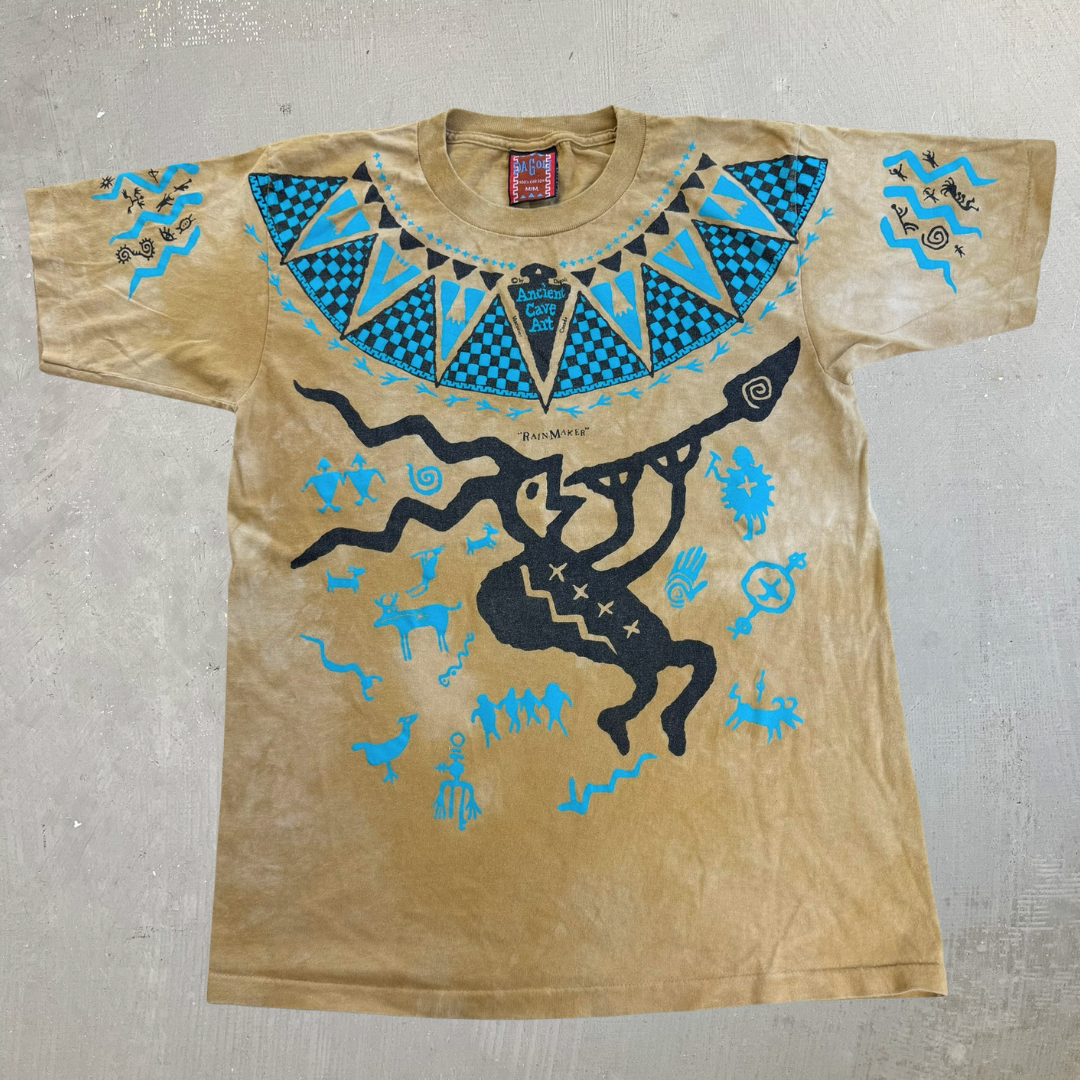 J- Vintage Vancouver Ancient Cave Art Rainmaker Jumbo Print Single Stitch Tee - M