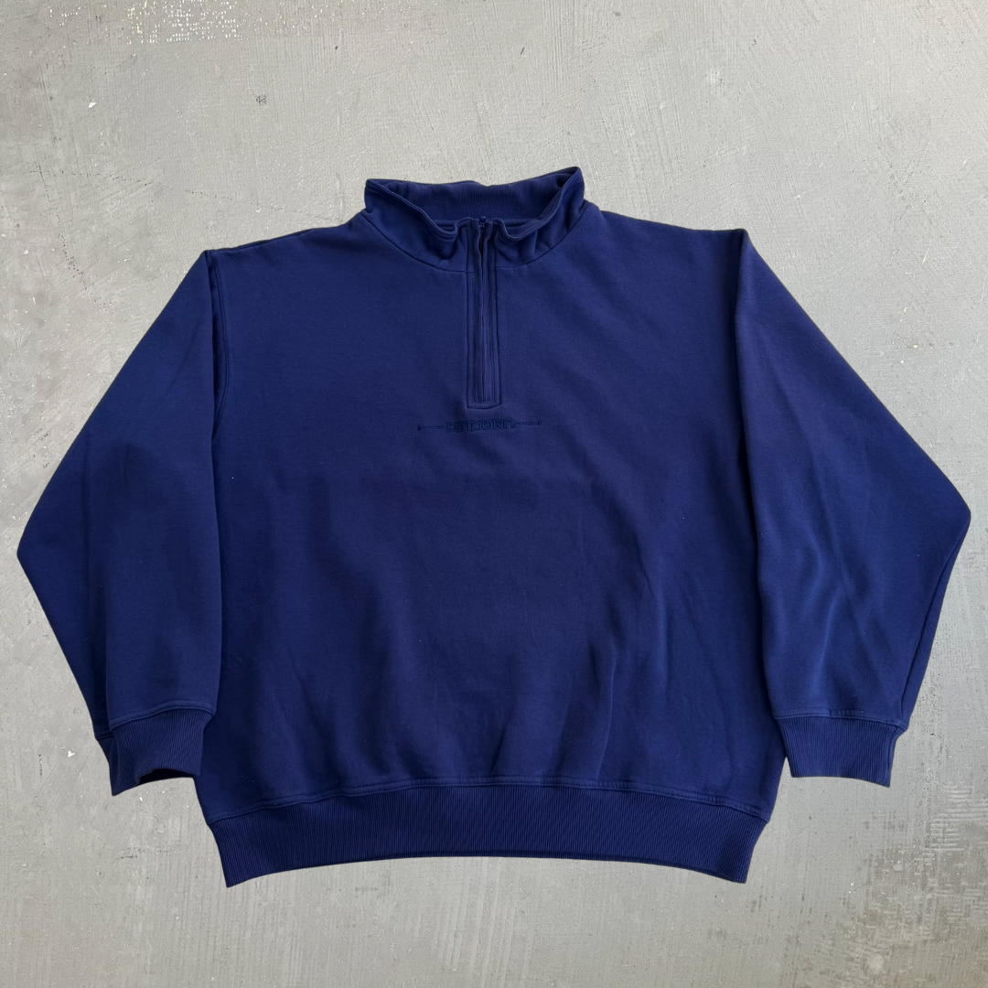 J- Vintage Diadora Embroidered Text Logo Navy Quarter Zip Crewneck - XL