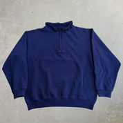 J- Vintage Diadora Embroidered Text Logo Navy Quarter Zip Crewneck - XL