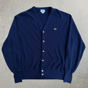 Vintage 90s Lacoste Izod Embroidered Logo Made In USA Cardigan Acrylic Knit Sweater - XL