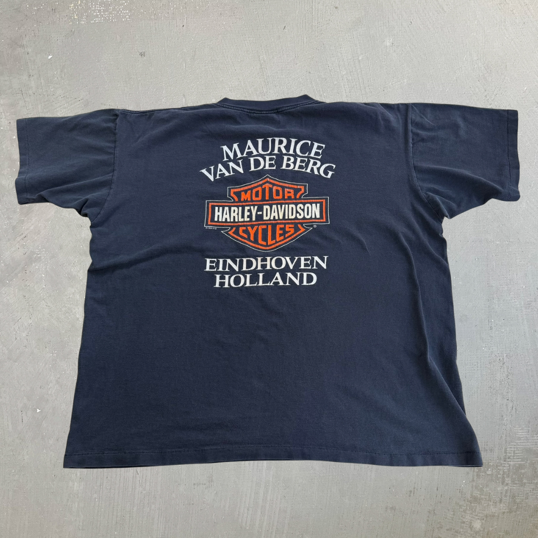 Vintage '95 Harley Davidson Eindhoven Holland Graphic Made In USA Single Stitch Tee - XL