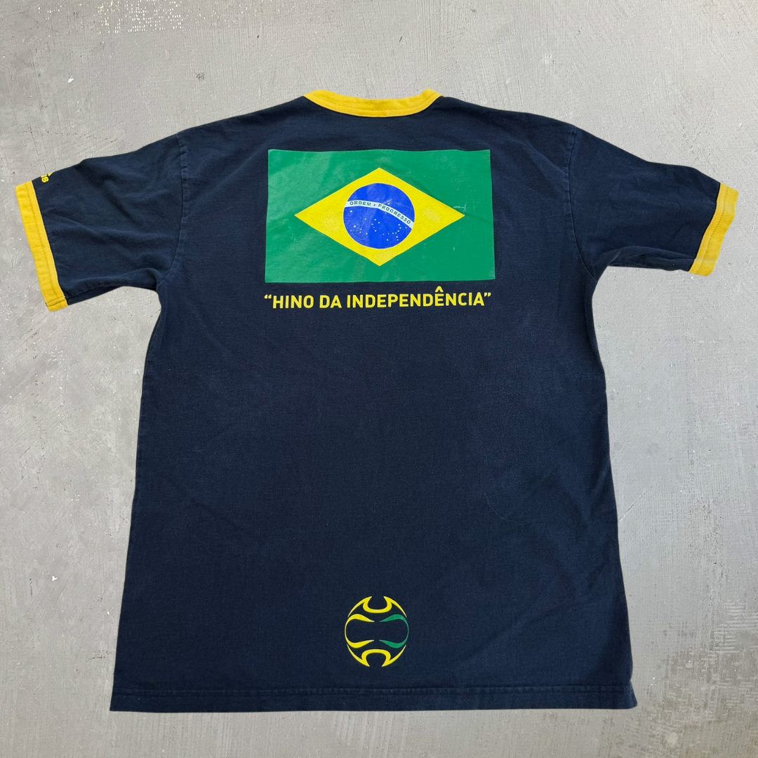J- Vintage Adidas Brazil National Soccer Team Text Ringer Tee - XL