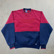 J- Vintage HG Vintage Los Angeles Embroidered Text Red/Navy Russell Made In USA Crewneck - M