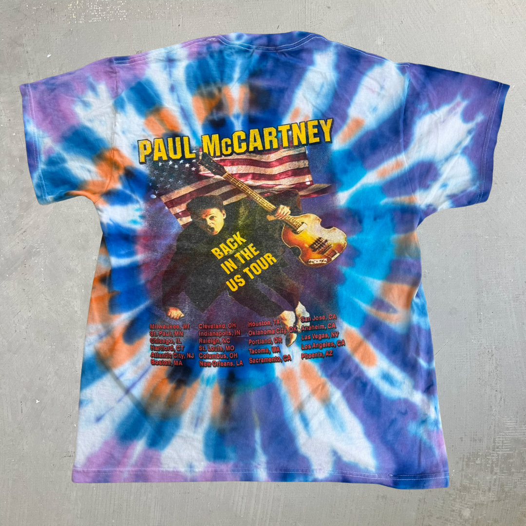 J- Vintage '02 Paul McCartney Back In The US Tour Picture Graphic Tie Dye Tee - L