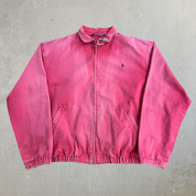 Vintage 90s Polo RL Embroidered Logo Made In Canada Faded Red Harrington Lightweight Jacket - L