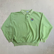 J- Vintage 90s Diadora Embroidered Crest Henley Crewneck - 52 (fits M)