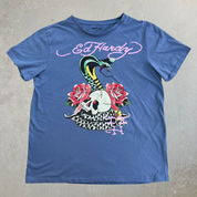 J- Vintage Ed Hardy Snake Skull & Flower Graphic Tee - M