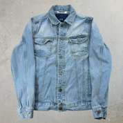 J- HOM Rolling Stones Logo & Flowers Reworked Denim Jacket - M