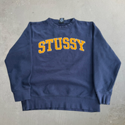 J- Vintage Stussy Chenille Embroidered Text Crewneck - M