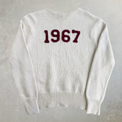 Vintage 90s Polo Jeans RL 1967 Felt Text Knit Sweater - S