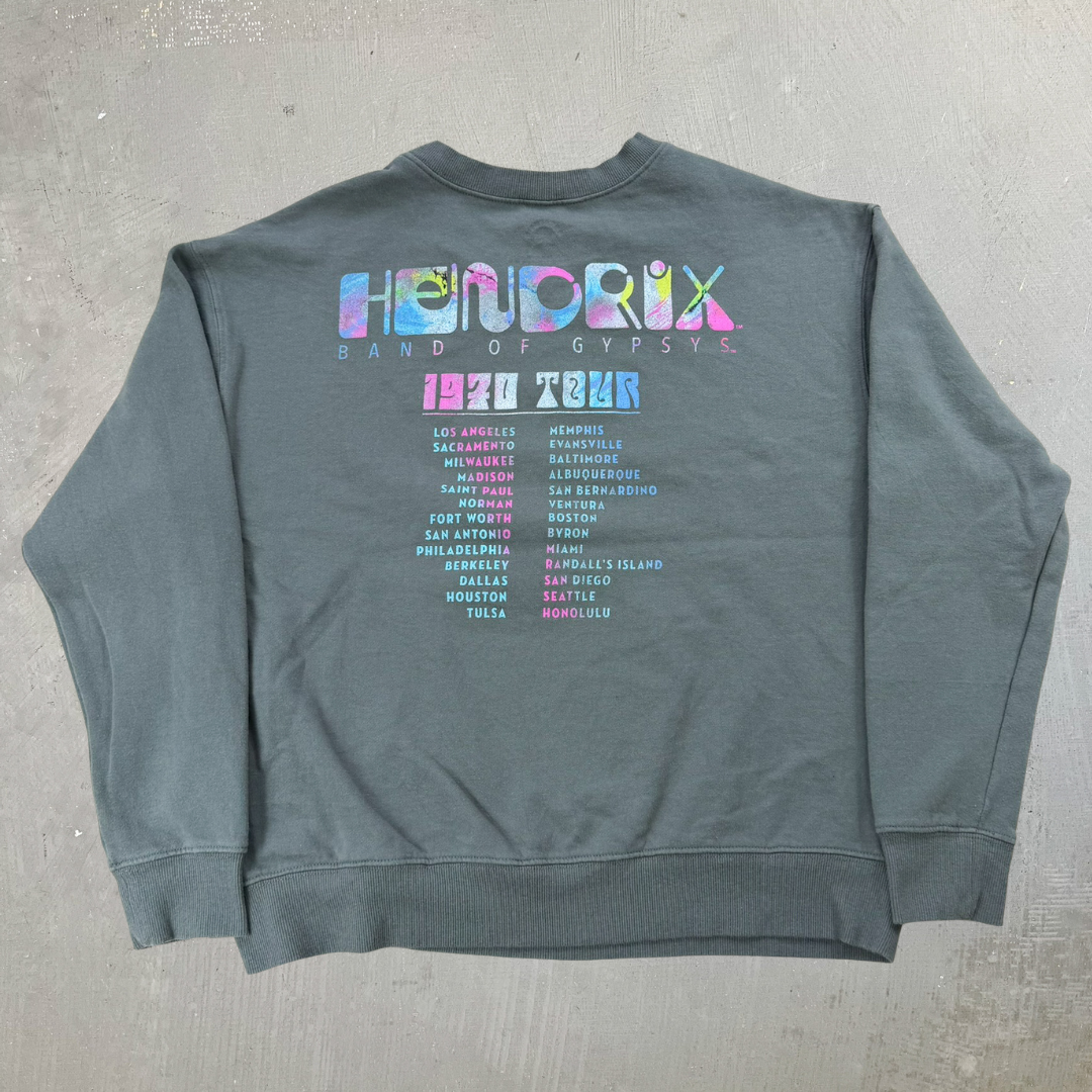J- Jimi Hendrix Band Of Gypsys Reprint Graphic Crewneck - L