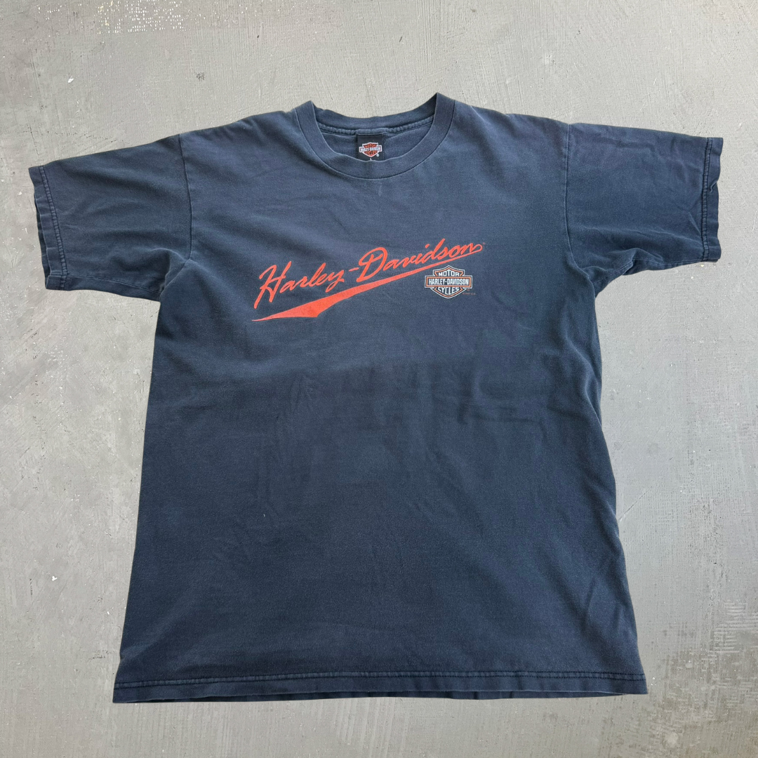 J- Vintage '97 Harley Davidson Bellingham Wa. Map Graphic Made In USA Tee - L