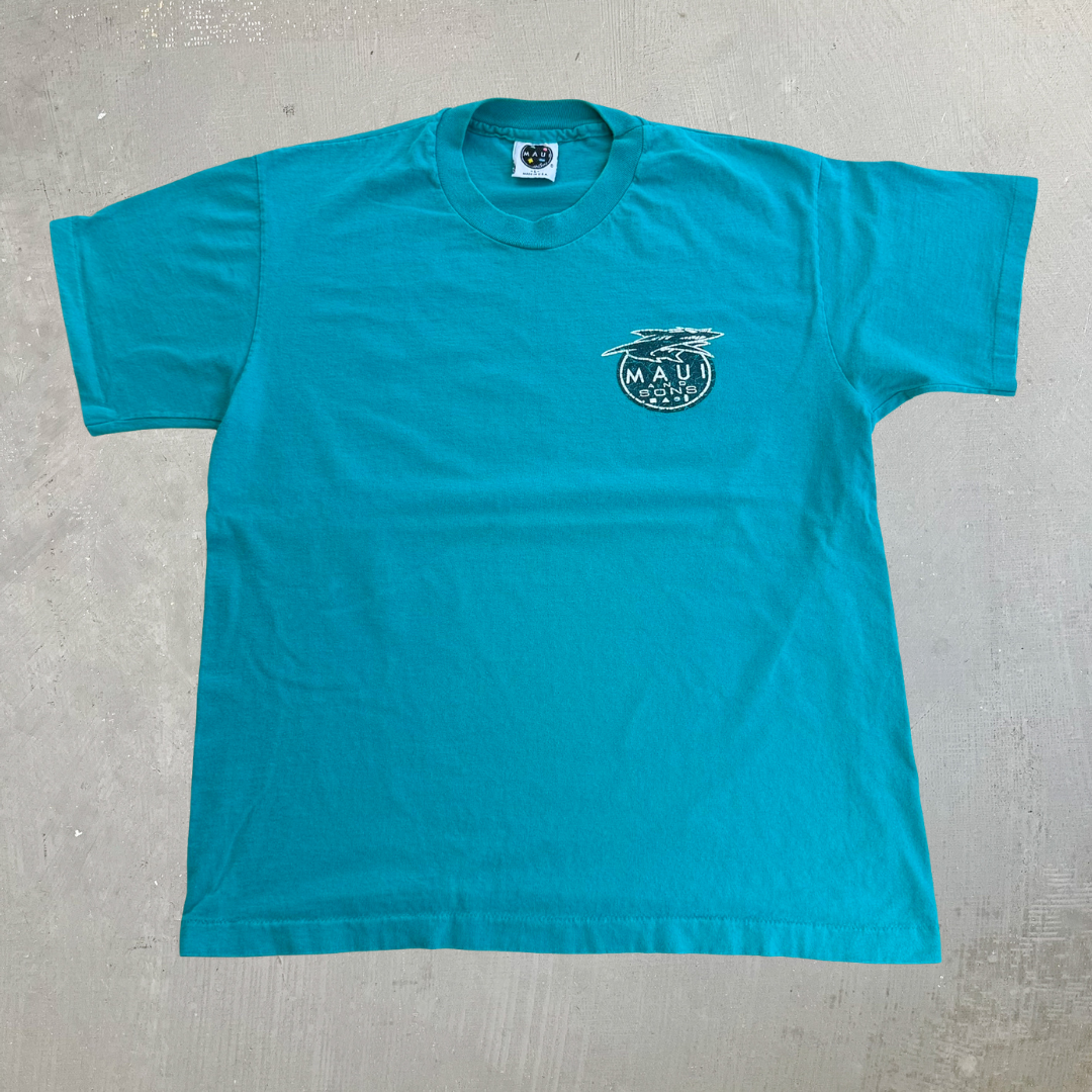 J- Vintage Maui & Sons Logo Graphic Made In USA Single Stitch Tee - L
