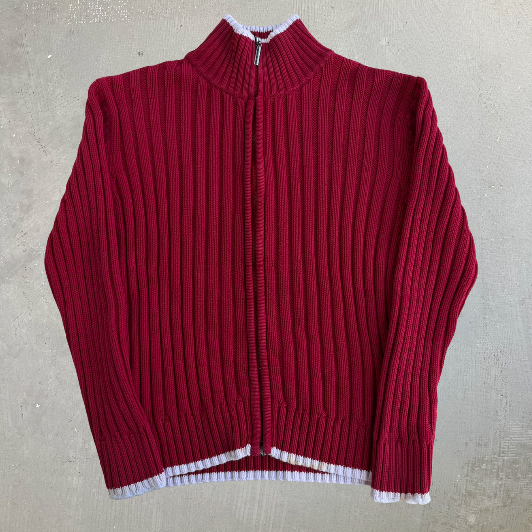Vintage 90s Women's Polo Sport RL Ribbed Knit Zip Up Track Jacket - Women's S