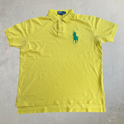 J- Vintage 00s Polo RL Big Pony Embroidered Logo Yellow Polo Shirt - L