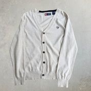 J- Vintage Chaps RL Embroidered Logo Beige Cardigan Knit Sweater - M