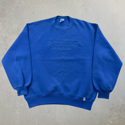 J- Vintage HG Vintage Los Angeles Embroidered Text Blue Russell Made In USA Crewneck - L