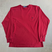 Vintage 90s Polo RL Embroidered Logo Made In Canada Single Stitch Long Sleeve Tee - S