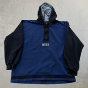 J- Vintage 90s Nike Embroidered Swoosh & Text Quarter Zip Hoodie - M
