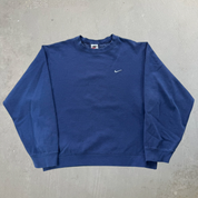 J- Vintage Nike Embroidered Swoosh Made In USA Navy Crewneck - M