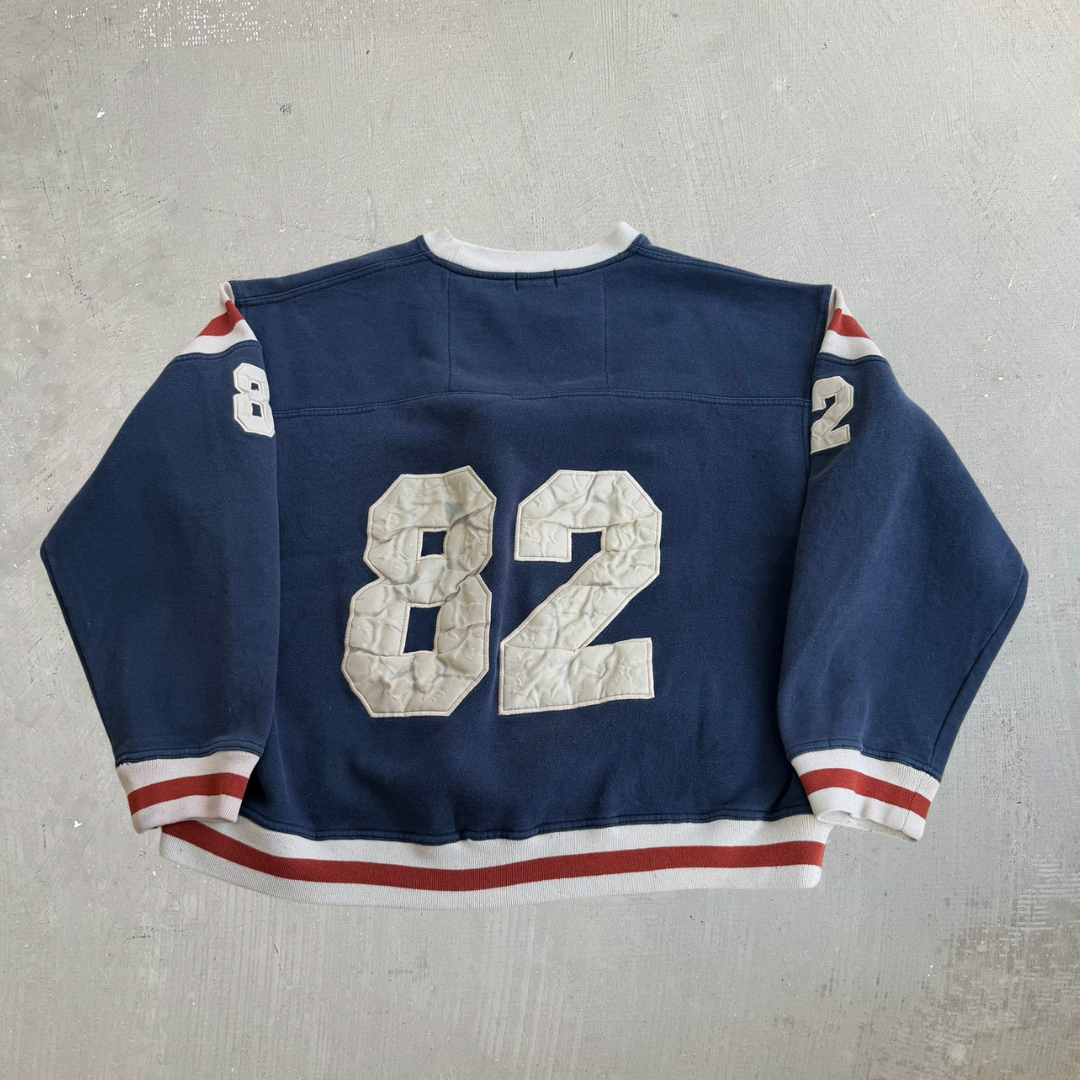 J- Vintage Bum Equipment Embroidered Logo & Puff Print Numbers Crewneck - XL