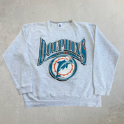 J- Vintage '95 Miami Dolphins NFL Logo 7 Graphic Made In USA Crewneck - L